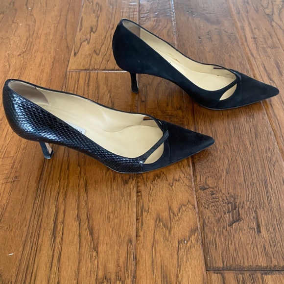 Jimmy Choo Adina suede and snakeskin heels, Black, Size EU 37.5/US 7.5 - Picture 2 of 7